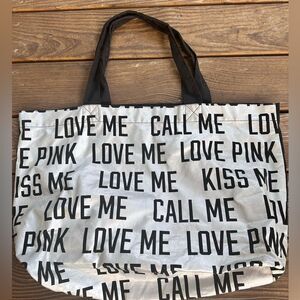 Victoria Secret silver and black canvas tote